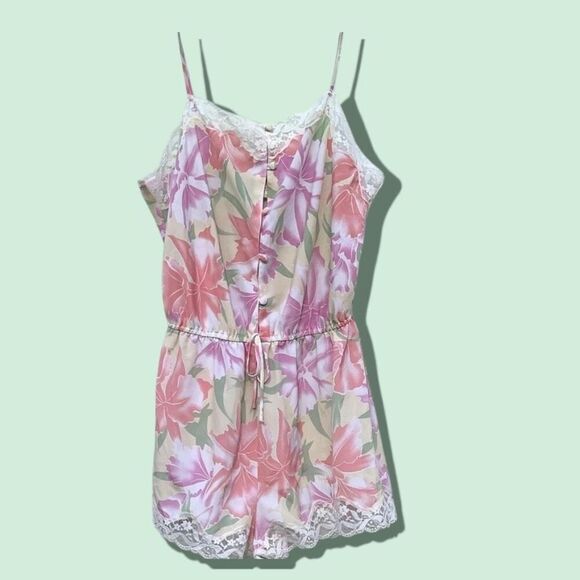 VTG Victoria’s Secret Gold Label Floral Lingerie Teddy Pink Pastel Lace - Picture 1 of 7